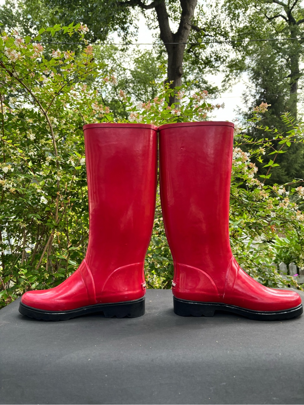 Polo by Ralph Lauren Red Women's Tall Rain Boots with Black Sole - Picture 3 of 10